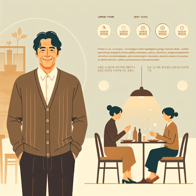 따뜻한 조명 아래 혼자 식사하는 60대 여성의 소박하고 정갈한 밥상